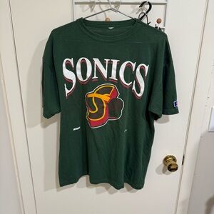 Vintage Russell Athletic Seattle Super Sonics Green Jersey T-Shirt X-Large XL